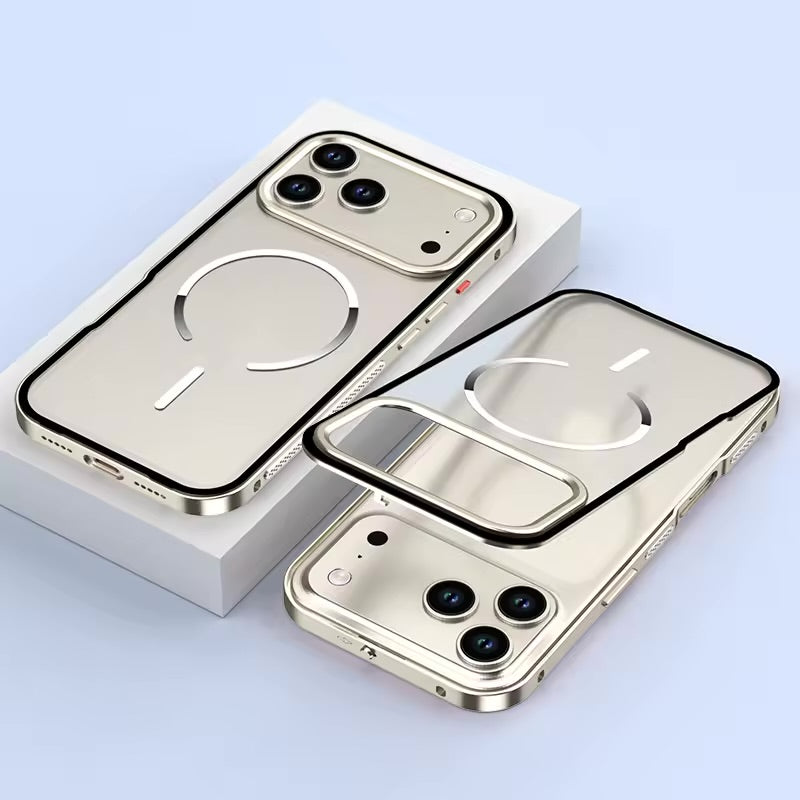Single-sided snap metal case