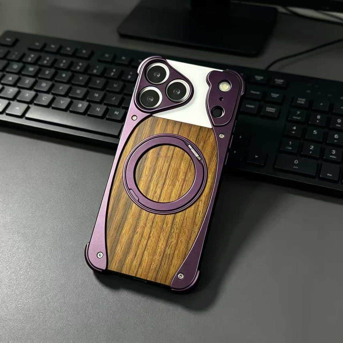 Wood Aluminum Metal Magnetic Case