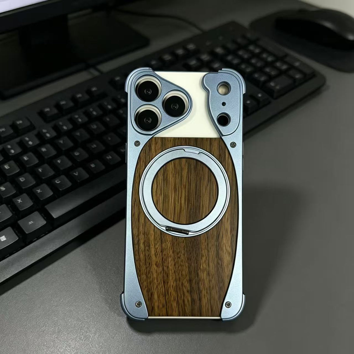 Wood Aluminum Metal Magnetic Case