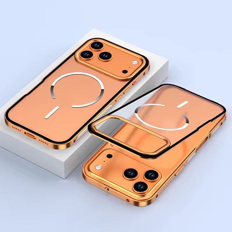 Single-sided snap metal case