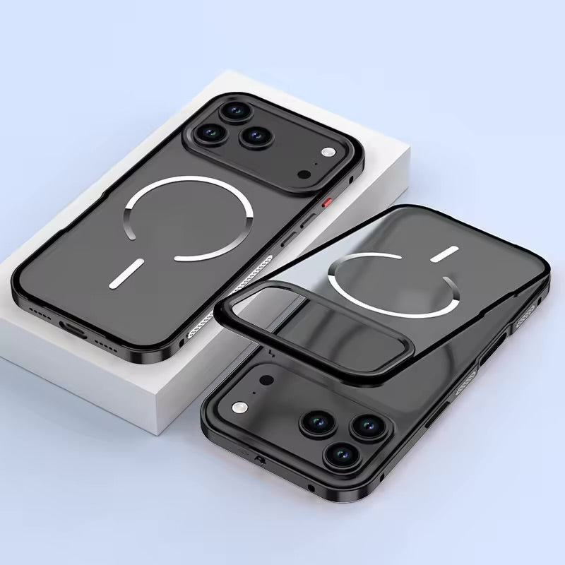 Single-sided snap metal case