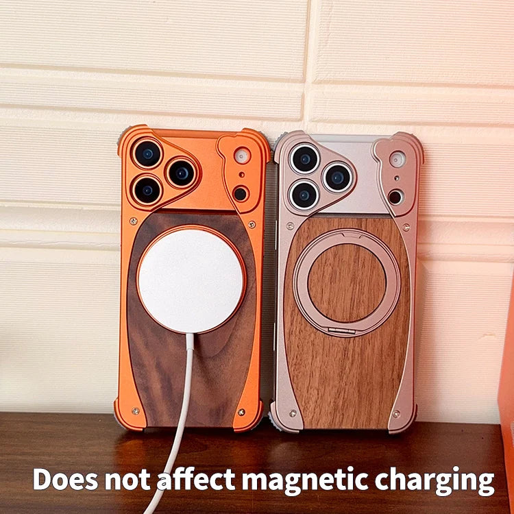 Wood Aluminum Metal Magnetic Case