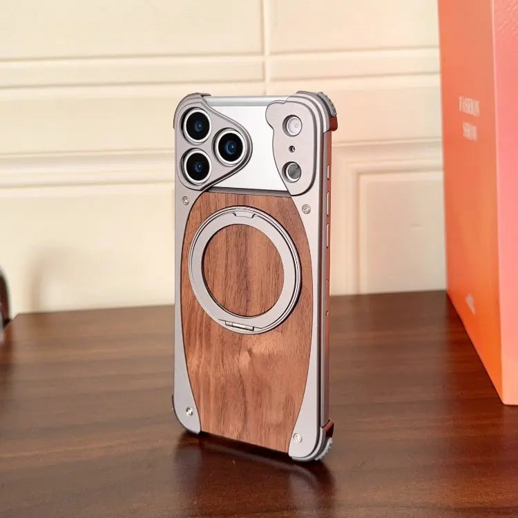Wood Aluminum Metal Magnetic Case