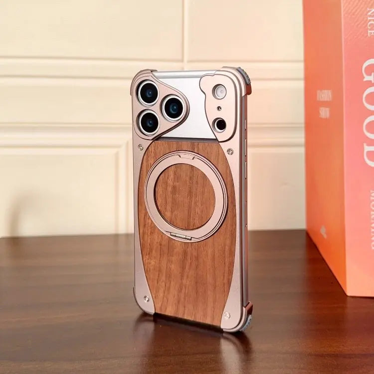 Wood Aluminum Metal Magnetic Case