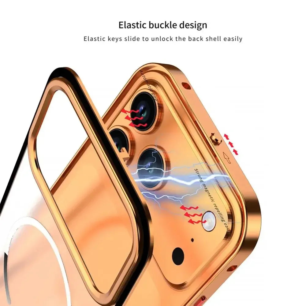 Single-sided snap metal case
