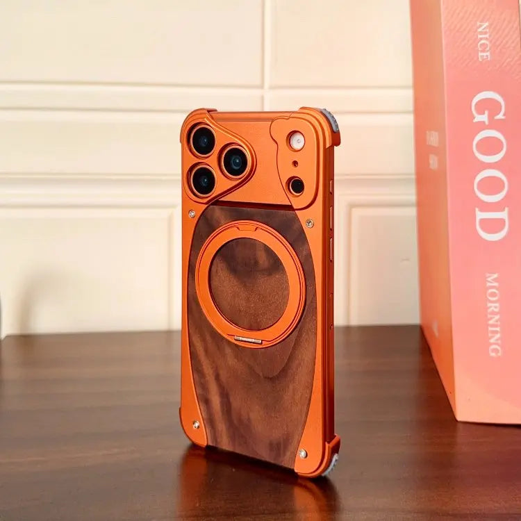 Wood Aluminum Metal Magnetic Case