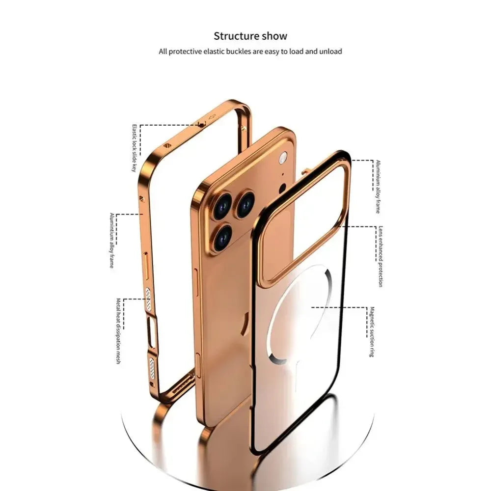 Single-sided snap metal case