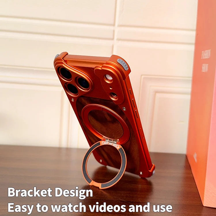 Wood Aluminum Metal Magnetic Case