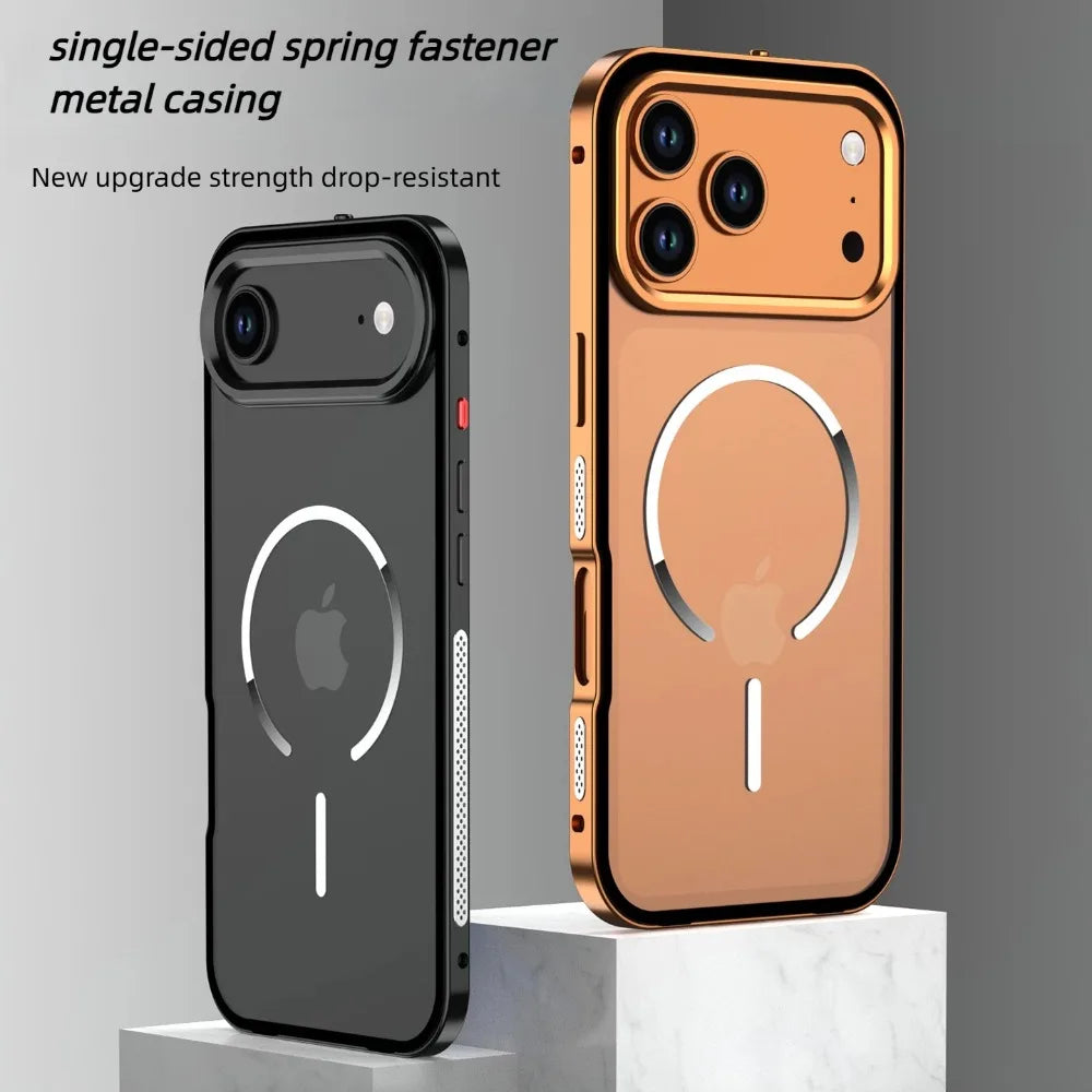 Single-sided snap metal case