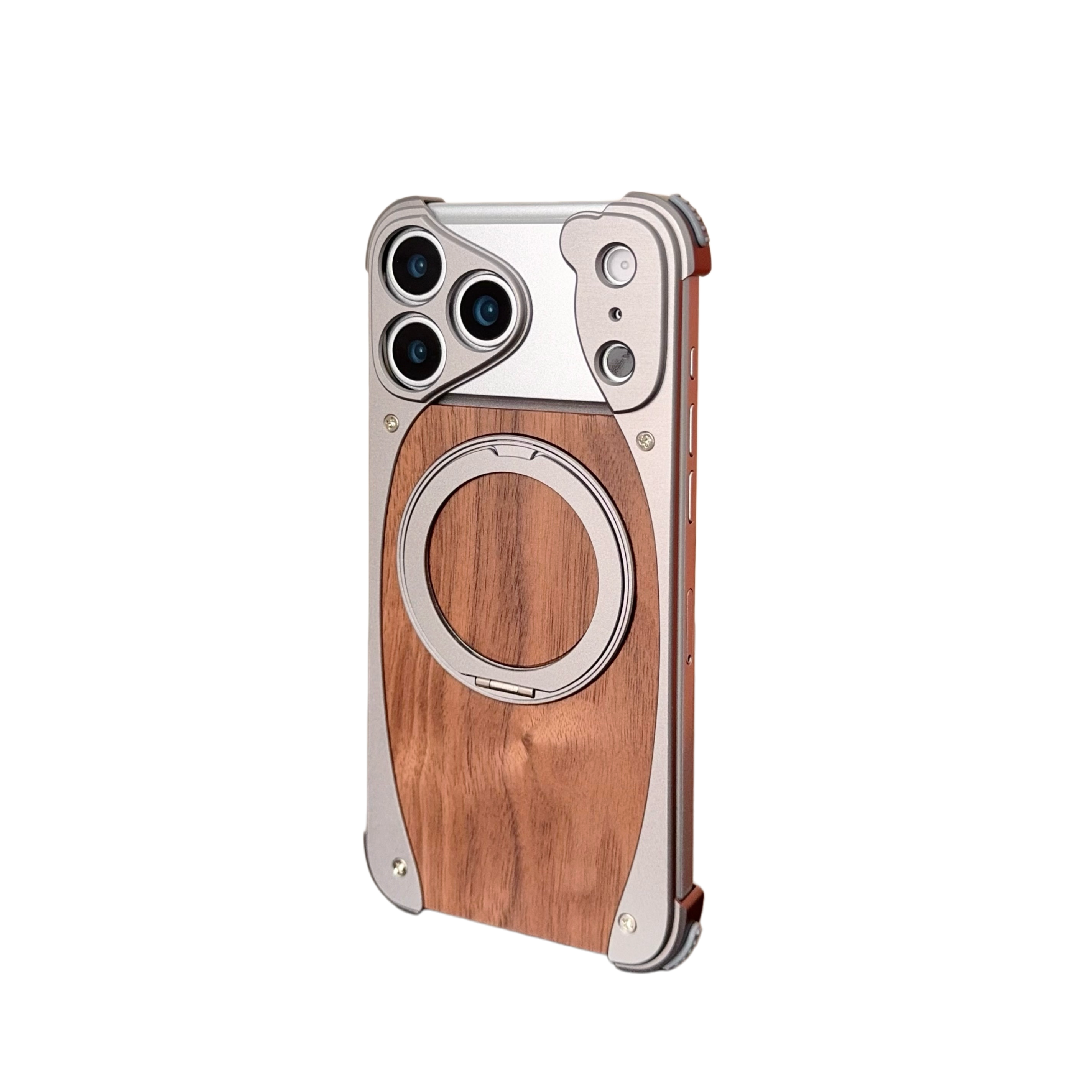 Wood Aluminum Metal Magnetic Case