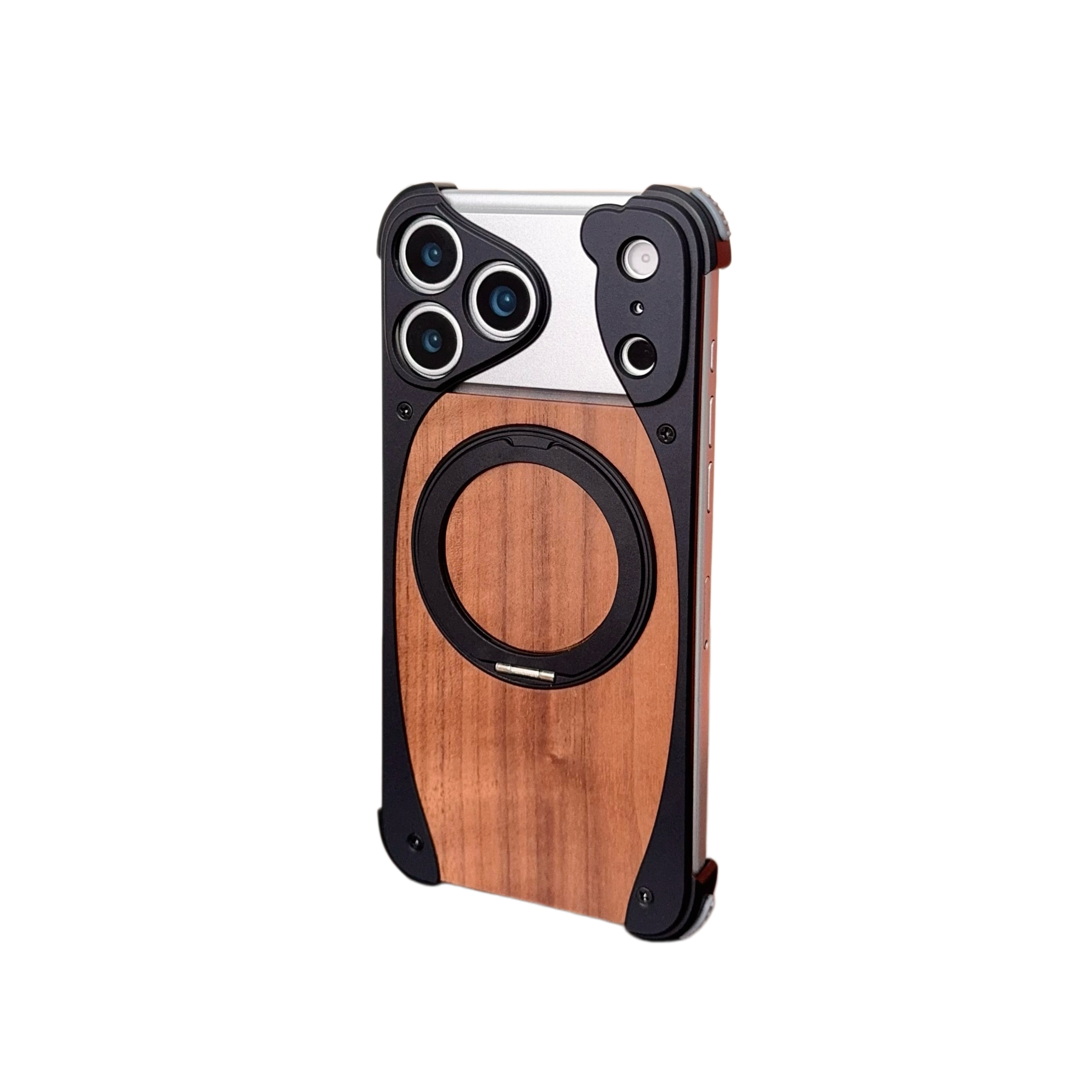 Wood Aluminum Metal Magnetic Case