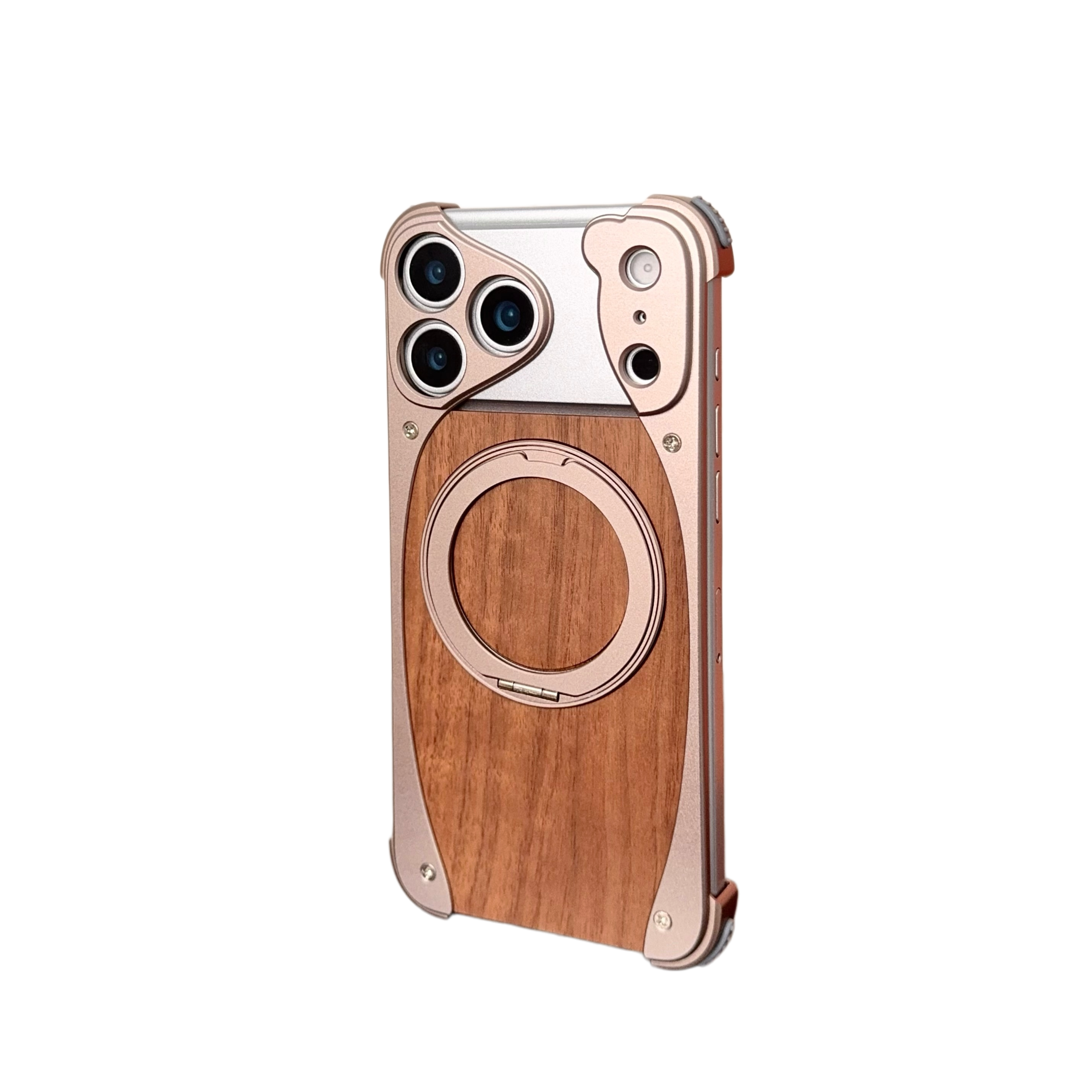 Wood Aluminum Metal Magnetic Case