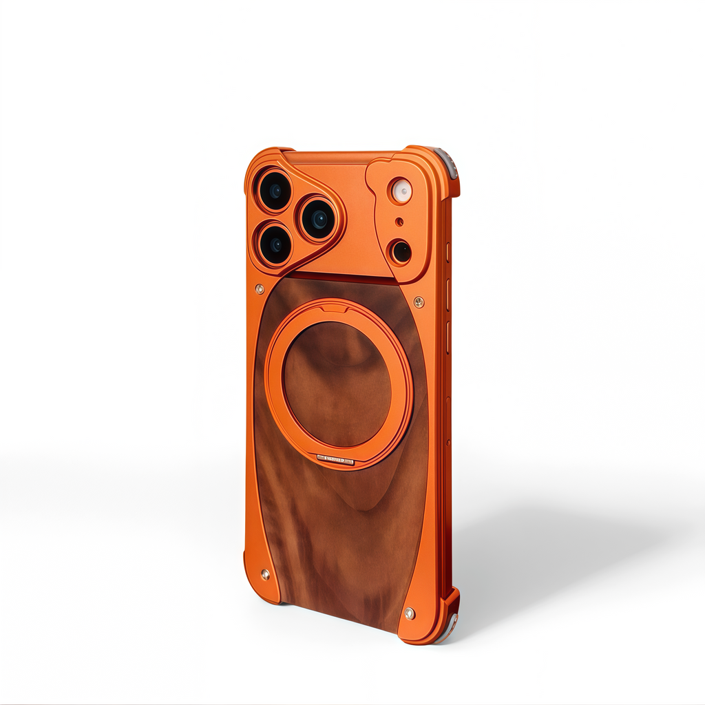Wood Aluminum Metal Magnetic Case