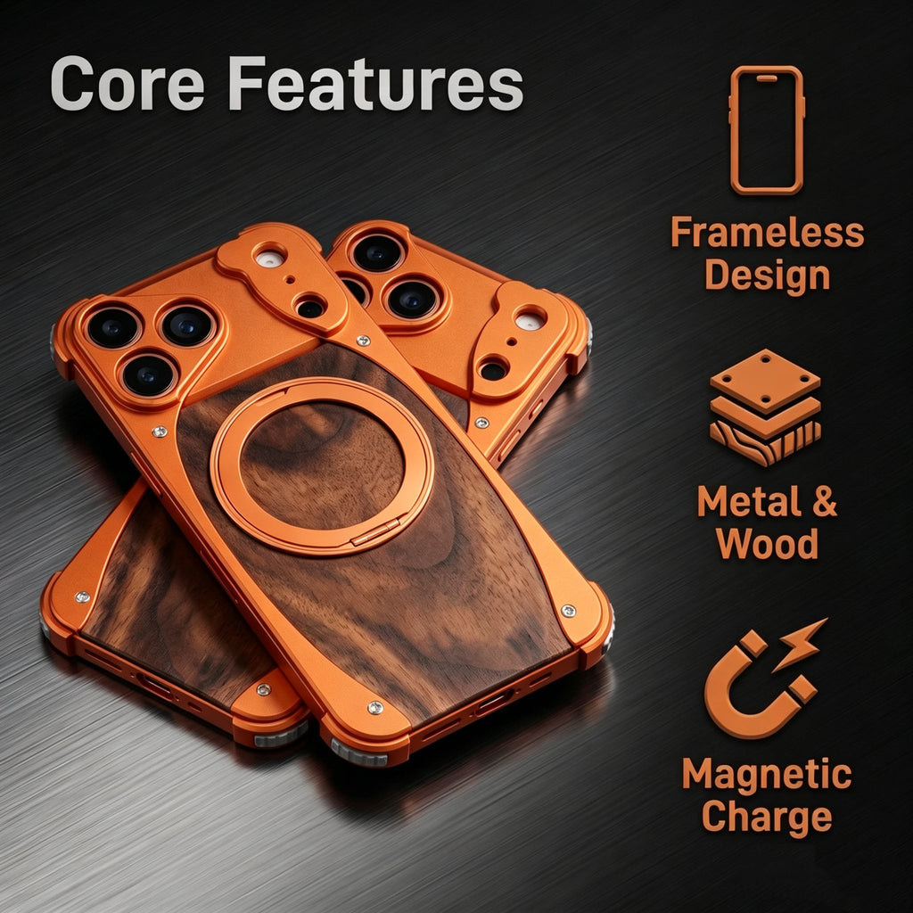 Wood Aluminum Metal Magnetic Case