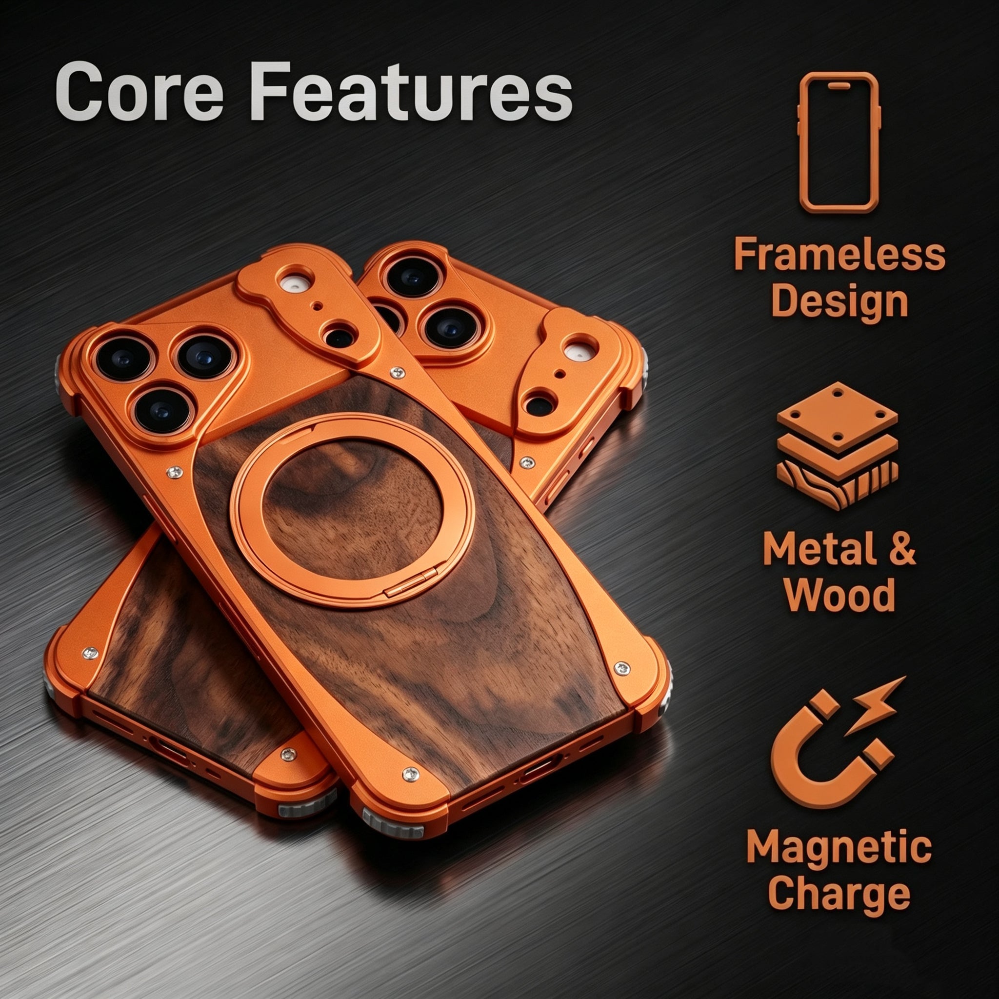 Wood Aluminum Metal Magnetic Case