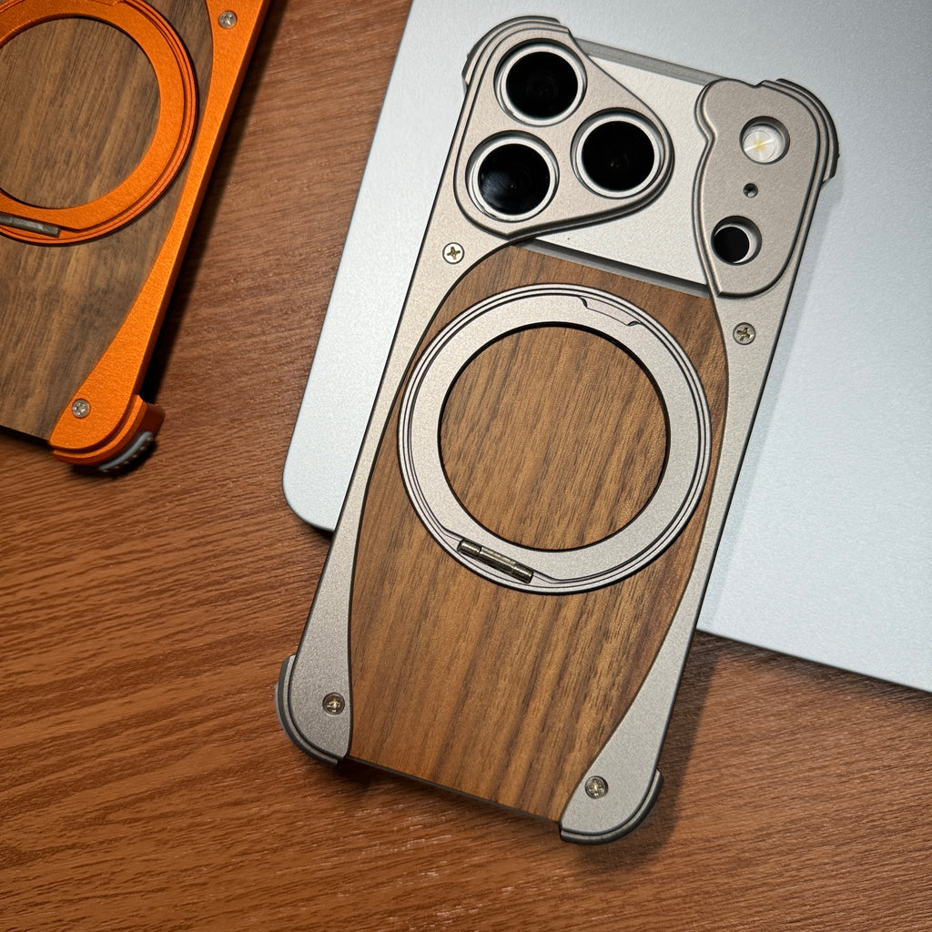 Wood Aluminum Metal Magnetic Case