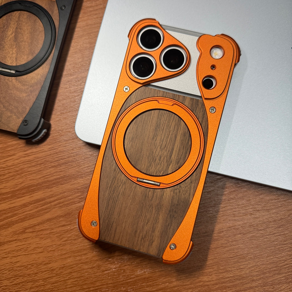 Wood Aluminum Metal Magnetic Case