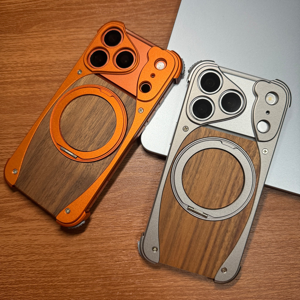 Wood Aluminum Metal Magnetic Case