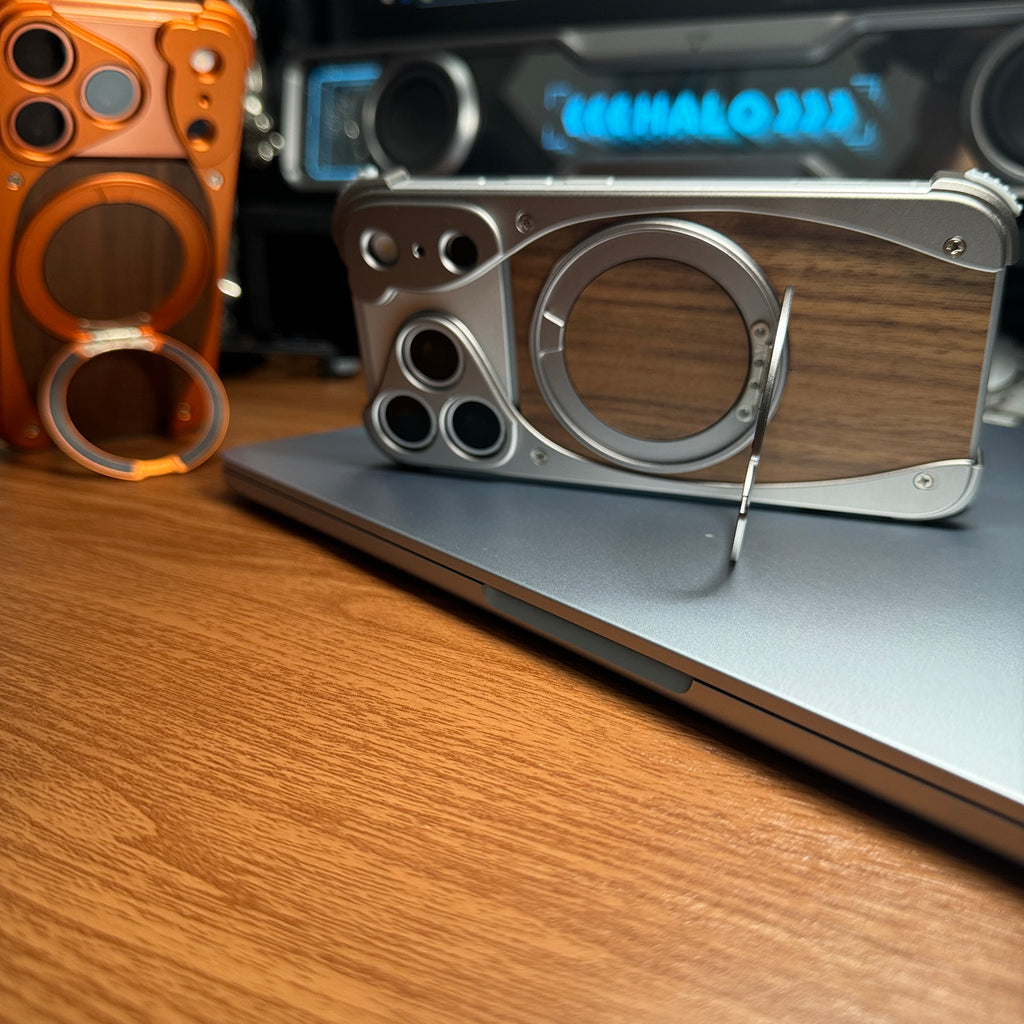 Wood Aluminum Metal Magnetic Case