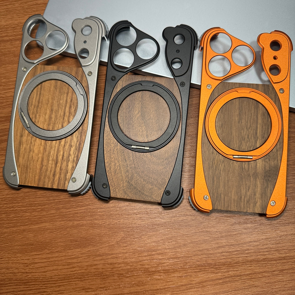Wood Aluminum Metal Magnetic Case
