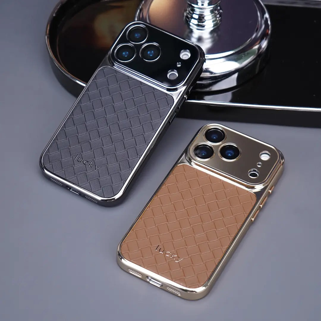 Woven pattern leather case