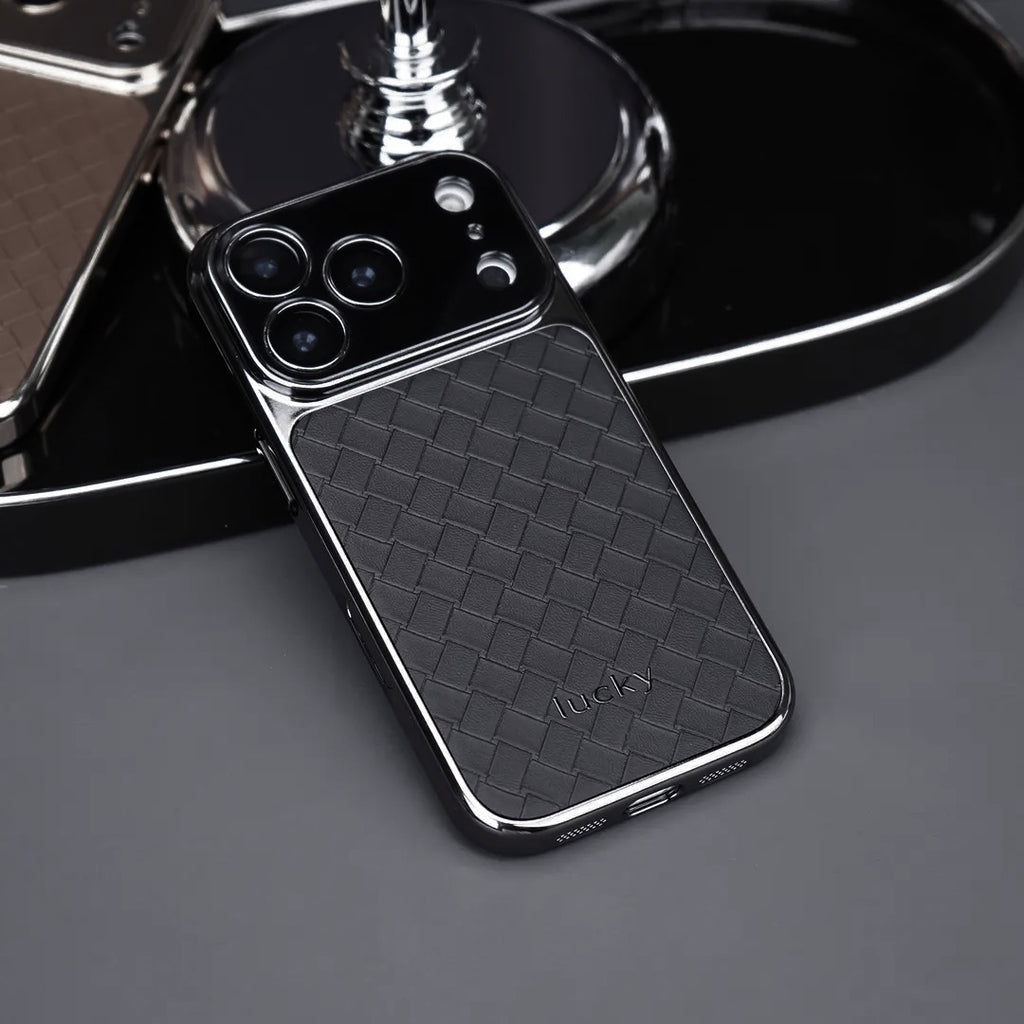 Woven pattern leather case