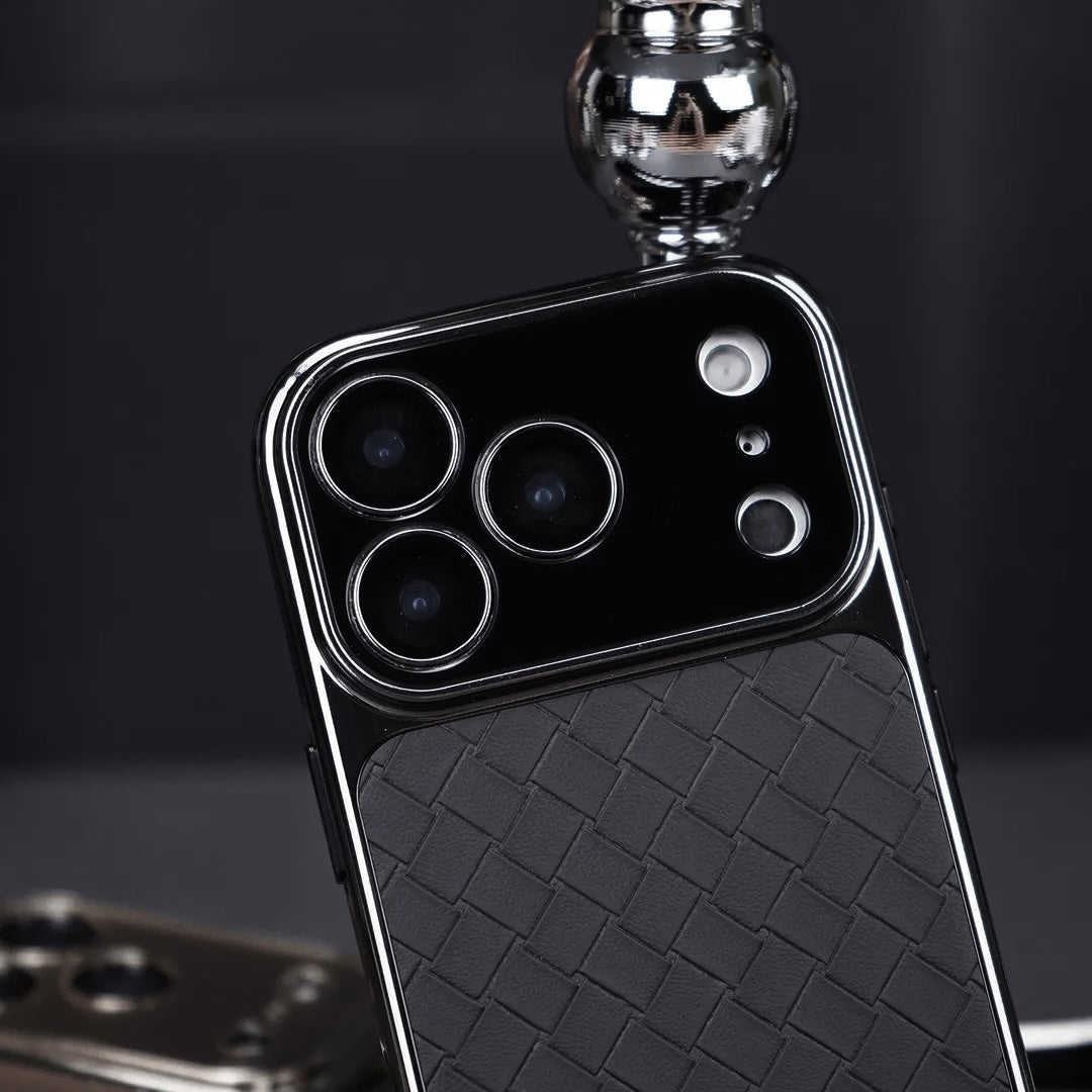 Woven pattern leather case