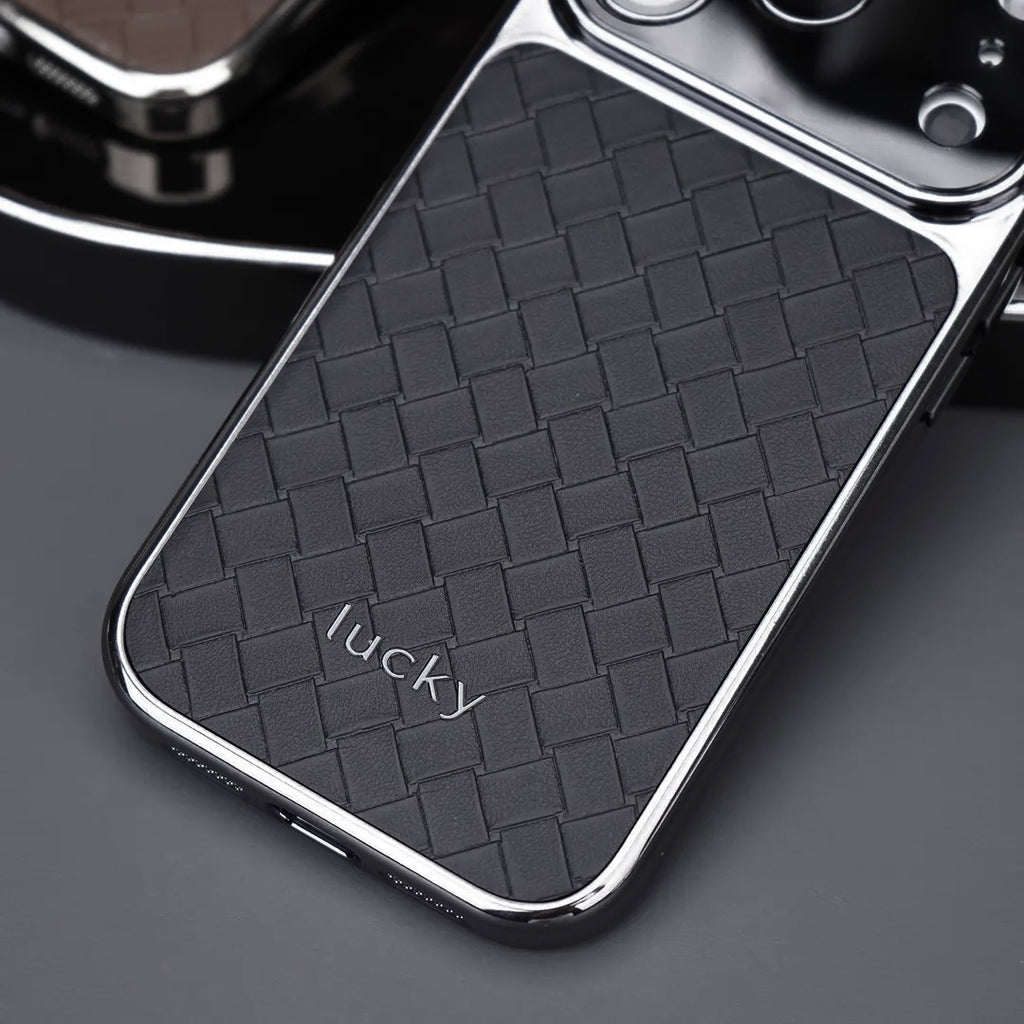 Woven pattern leather case