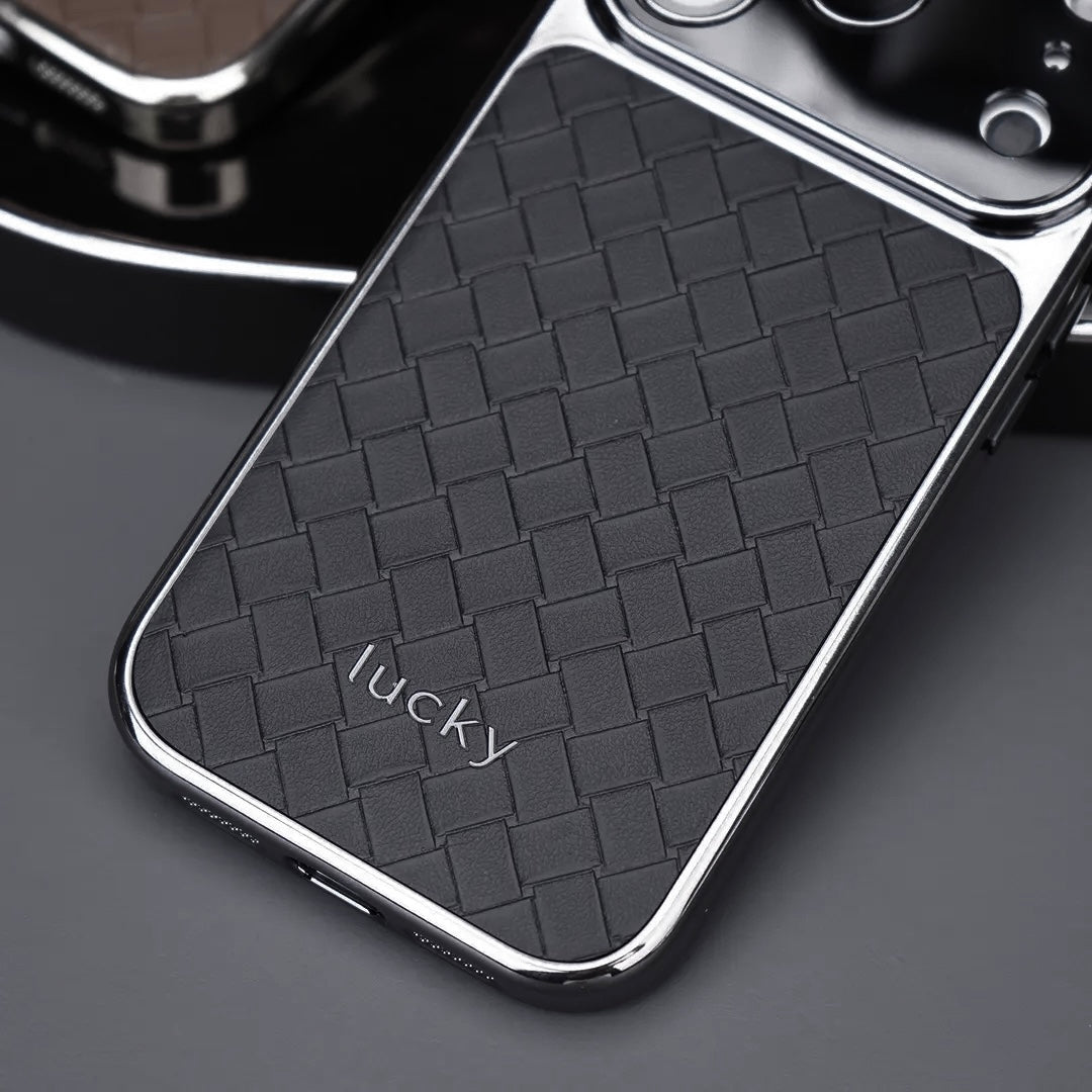 Woven pattern leather case