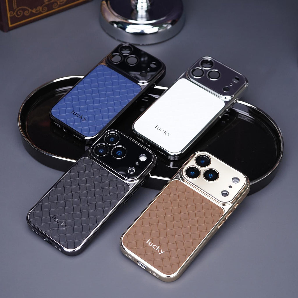 Woven pattern leather case