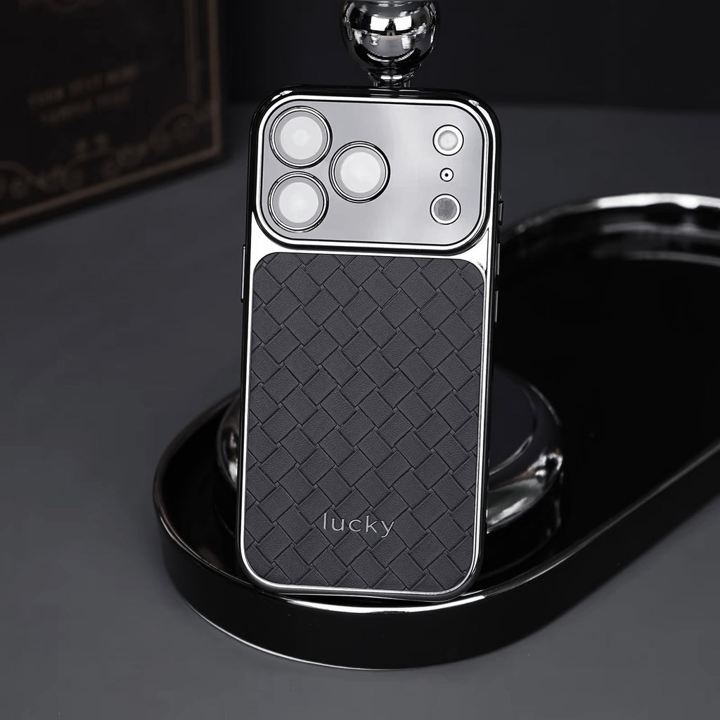 Woven pattern leather case
