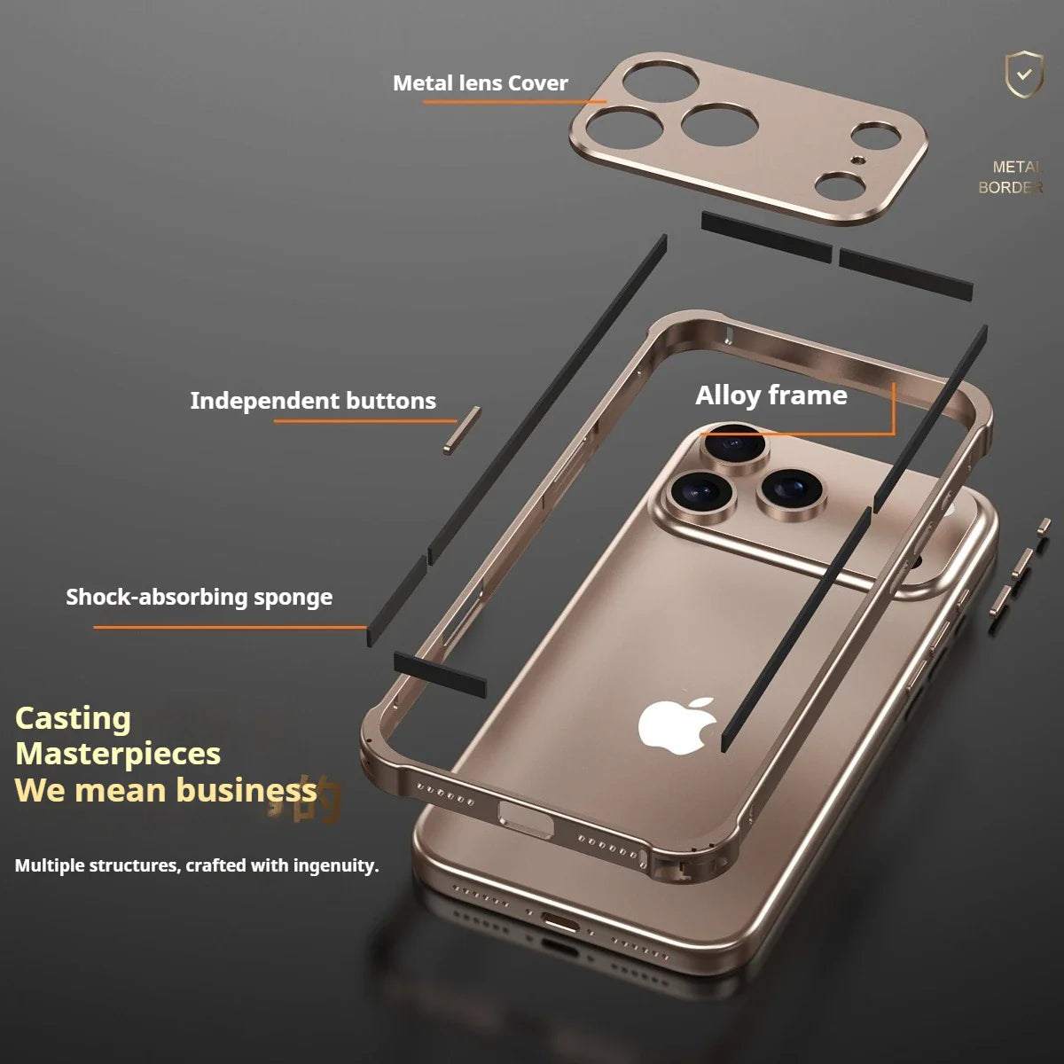 Bare-feel metal shockproof case